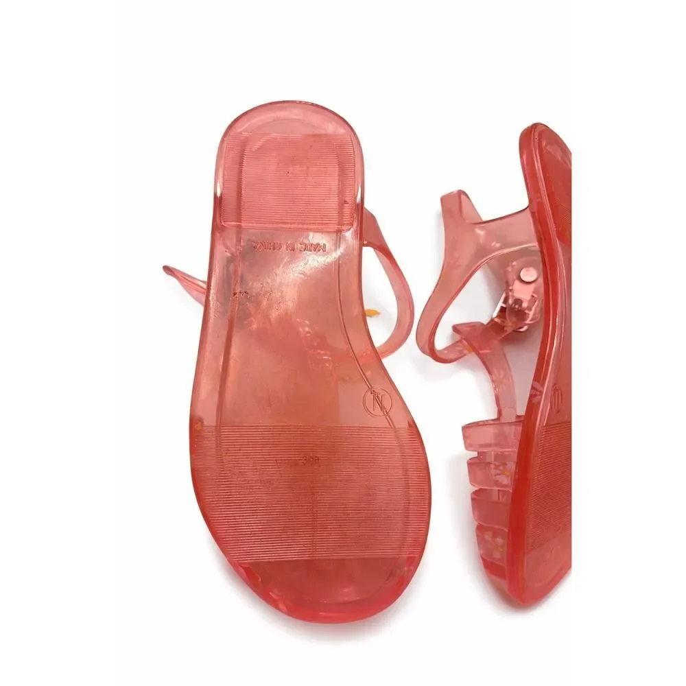 Gap Kids Pink Jelly Sandals White Daisy Floral Fisherman Buckle Strap Shoes